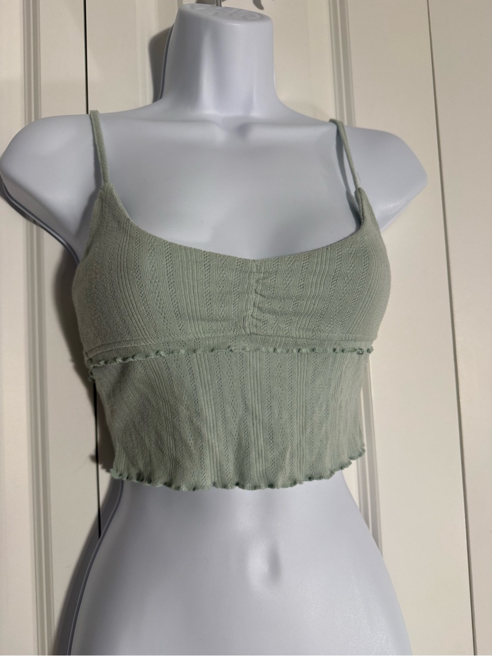 PacSun Light Sage Knit Cropped Tank Top